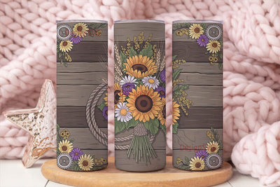 Rustic Sunflower & Daisy 20oz Tumbler Sublimation DesignSVG 