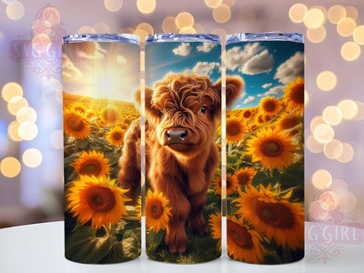 Rustic Sunflower Highland Cow Tumbler, Highland Cow Tumbler, Rustic Cow Wrap, Whimsical Cow Wrap, Country Cow Wrap, Sublimation Design, Trendy Gift Idea Sublimation SvggirlplusArt 