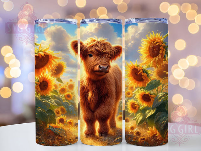 Rustic Sunflower Highland Cow Tumbler, Highland Cow Tumbler, Rustic Cow Wrap, Whimsical Cow Wrap, Country Cow Wrap, Sublimation Design, Trendy Gift Idea Sublimation SvggirlplusArt 