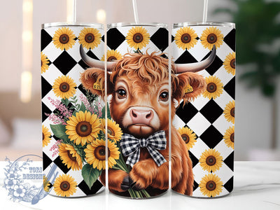 Rustic Sunflower Highland Cow Tumbler, Rustic Farmhouse Tumbler, Highland Cow Wrap, Whimsical Farm Wrap, Country Sunflower Wrap, Sublimation Design, Trendy Gift Idea Sublimation ToriDesigns 