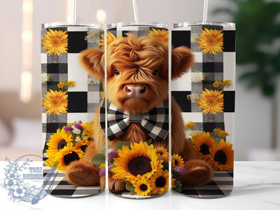 Rustic Sunflower Highland Cow Tumbler, Rustic Farmhouse Tumbler, Highland Cow Wrap, Whimsical Farm Wrap, Country Sunflower Wrap, Sublimation Design, Trendy Gift Idea Sublimation ToriDesigns 