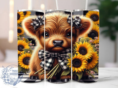 Rustic Sunflower Highland Cow Tumbler, Rustic Farmhouse Tumbler, Highland Cow Wrap, Whimsical Farm Wrap, Country Sunflower Wrap, Sublimation Design, Trendy Gift Idea Sublimation ToriDesigns 