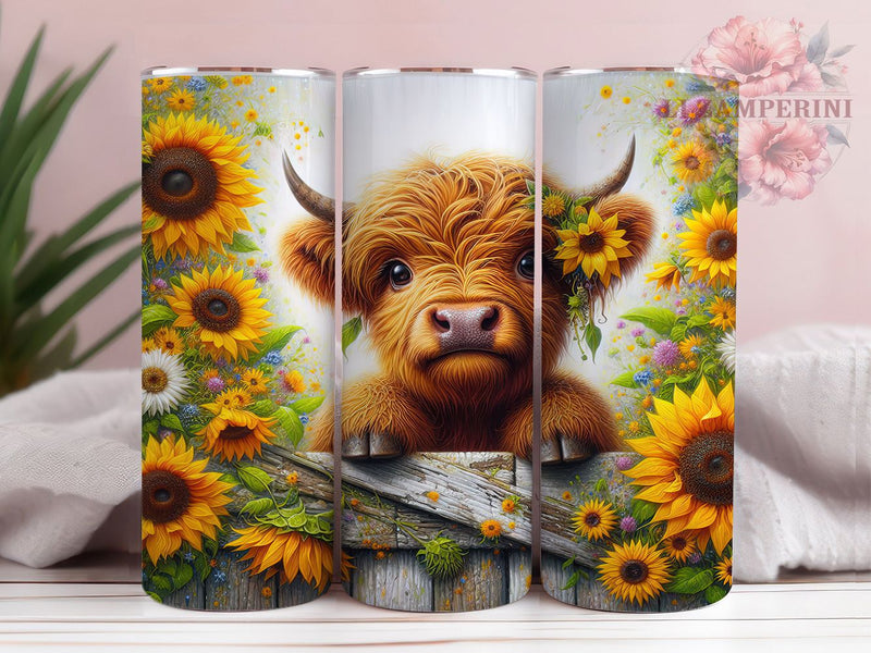 Rustic Sunflower Highland Cow Tumbler, Sunflower Tumbler, Rustic Cow Wrap, Country Sunflower Wrap, Farmhouse Cow Wrap, Sublimation Design, Trendy Gift Idea Sublimation Li Zamperini 