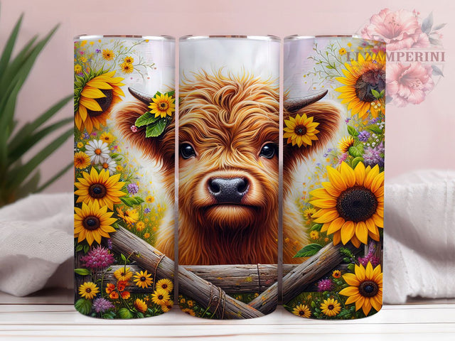 Rustic Sunflower Highland Cow Tumbler, Sunflower Tumbler, Rustic Cow Wrap, Country Sunflower Wrap, Farmhouse Cow Wrap, Sublimation Design, Trendy Gift Idea Sublimation Li Zamperini 