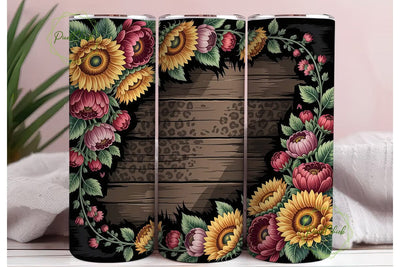 Rustic Sunflower Leopard 20oz Tumbler Sublimation PixelChick 