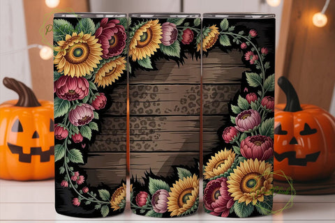 Rustic Sunflower Leopard 20oz Tumbler Sublimation PixelChick 