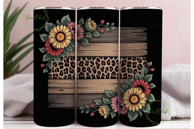 Rustic Sunflower Leopard 20oz Tumbler Sublimation PixelChick 