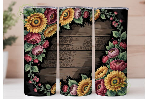 Rustic Sunflower Leopard 20oz Tumbler Sublimation PixelChick 