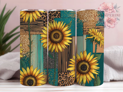 Rustic Sunflower Leopard Cowhide Tumbler, Leopard Print Tumbler, Rustic Cowhide Wrap, Sunflower Leopard Wrap, Country Cowhide Wrap, Sublimation Design, Trendy Gift Idea Sublimation Li Zamperini 