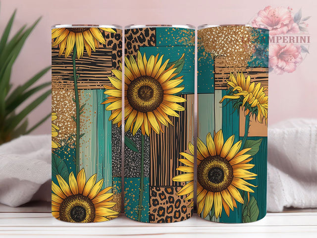 Rustic Sunflower Leopard Cowhide Tumbler, Leopard Print Tumbler, Rustic Cowhide Wrap, Sunflower Leopard Wrap, Country Cowhide Wrap, Sublimation Design, Trendy Gift Idea Sublimation Li Zamperini 
