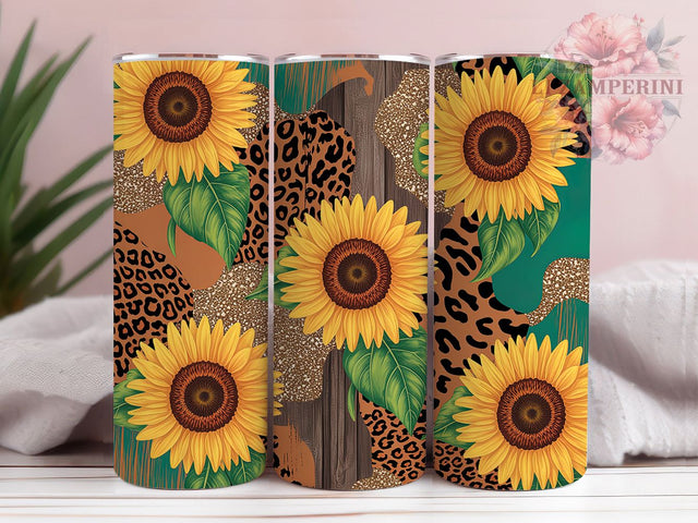 Rustic Sunflower Leopard Cowhide Tumbler, Leopard Print Tumbler, Rustic Cowhide Wrap, Sunflower Leopard Wrap, Country Cowhide Wrap, Sublimation Design, Trendy Gift Idea Sublimation Li Zamperini 