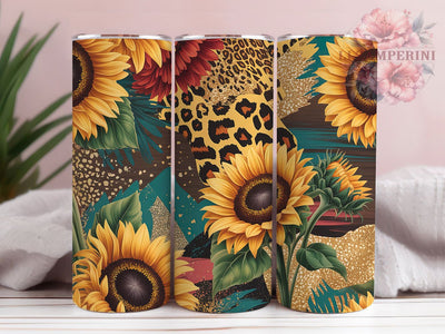Rustic Sunflower Leopard Cowhide Tumbler, Leopard Print Tumbler, Rustic Cowhide Wrap, Sunflower Leopard Wrap, Country Cowhide Wrap, Sublimation Design, Trendy Gift Idea Sublimation Li Zamperini 