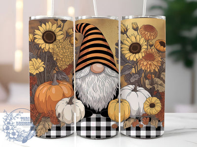 Rustic Sunflower Pumpkin Gnome Tumbler, Sunflower Pumpkin Wrap, 20oz Tumbler Sublimation, Autumn Gnome Design, Harvest Season Tumbler, Rustic Fall Art, Thanksgiving Gnome Wrap Sublimation ToriDesigns 