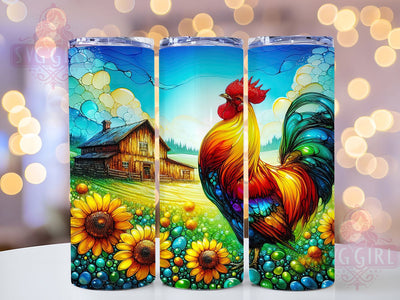 Rustic Sunflower Rooster Tumbler, Sunflower Chicken Tumbler, Rustic Farm Wrap, Whimsical Rooster Wrap, Country Chicken Wrap, Sublimation Design, Trendy Gift Idea Sublimation SvggirlplusArt 