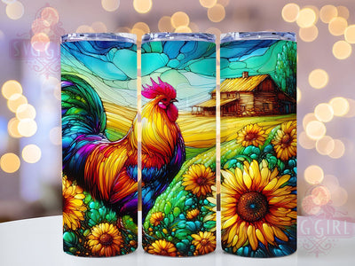 Rustic Sunflower Rooster Tumbler, Sunflower Chicken Tumbler, Rustic Farm Wrap, Whimsical Rooster Wrap, Country Chicken Wrap, Sublimation Design, Trendy Gift Idea Sublimation SvggirlplusArt 