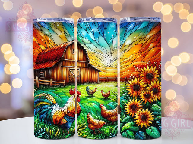Rustic Sunflower Rooster Tumbler, Sunflower Tumbler, Rustic Farm Wrap, Whimsical Rooster Wrap, Country Floral Wrap, Sublimation Design, Trendy Gift Idea Sublimation SvggirlplusArt 