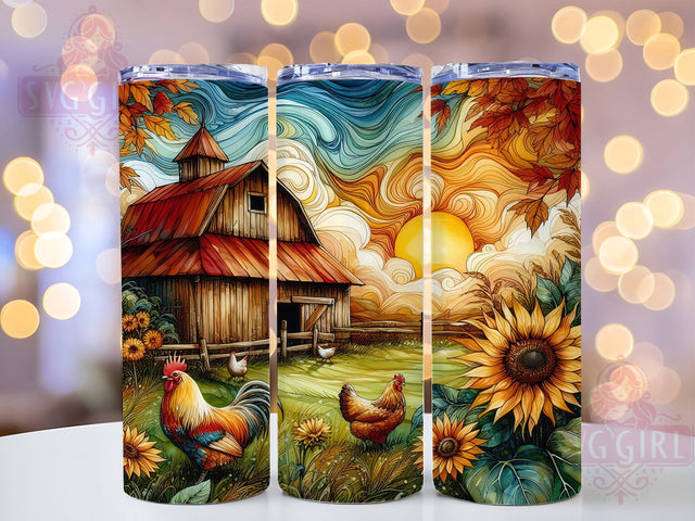 Rustic Sunflower Rooster Tumbler, Sunflower Tumbler, Rustic Farm Wrap, Whimsical Rooster Wrap, Country Floral Wrap, Sublimation Design, Trendy Gift Idea Sublimation SvggirlplusArt 