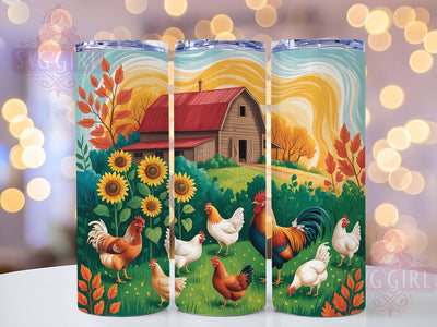 Rustic Sunflower Rooster Tumbler, Sunflower Tumbler, Rustic Farm Wrap, Whimsical Rooster Wrap, Country Floral Wrap, Sublimation Design, Trendy Gift Idea Sublimation SvggirlplusArt 