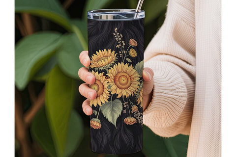 Rustic Sunflower Tumbler Wrap Sublimation DesignSVG 