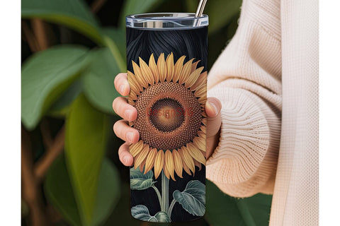 Rustic Sunflower Tumbler Wrap Sublimation DesignSVG 