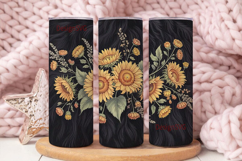 Rustic Sunflower Tumbler Wrap Sublimation DesignSVG 