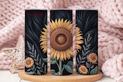 Rustic Sunflower Tumbler Wrap Sublimation DesignSVG 
