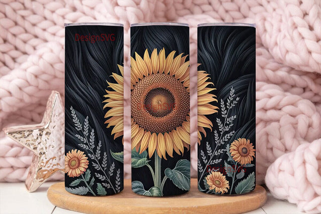 Rustic Sunflower Tumbler Wrap Sublimation DesignSVG 