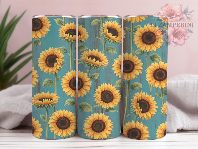 Rustic Sunflower Wood Tumbler Wrap, Wood Grain Pattern, Country Floral Art, Farmhouse Tumbler, Distressed Wood Design, Vintage Flower Art, Rustic Home Gift Sublimation Li Zamperini 