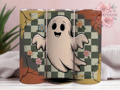 Rustic Teal Grunge Ghost Halloween Tumbler, Grunge Ghost Cup, 20Oz Sublimation Wrap, Vintage Halloween Drinkware, Distressed Ghost Mug, Rustic Spooky Tumbler, Teal Halloween Design Sublimation Li Zamperini 