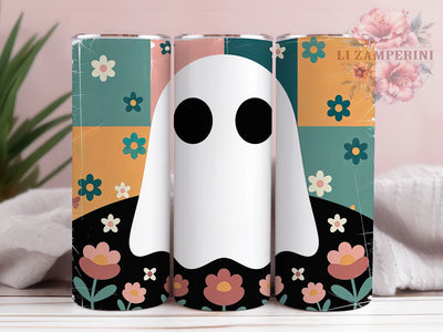 Rustic Teal Grunge Ghost Halloween Tumbler, Grunge Ghost Cup, 20Oz Sublimation Wrap, Vintage Halloween Drinkware, Distressed Ghost Mug, Rustic Spooky Tumbler, Teal Halloween Design Sublimation Li Zamperini 