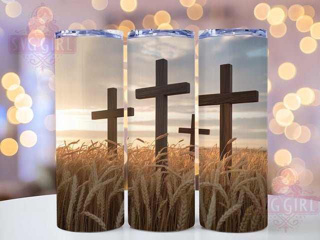 Rustic Three Crosses Faith Tumbler, Rustic Christian Tumbler, Faith Easter Wrap, Stylish 20oz Wrap, Sublimation Design, Trendy Gift Idea, Inspirational Christian Tumbler Sublimation SvggirlplusArt 