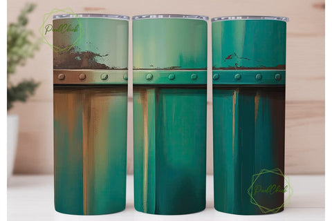 Rustic Turquoise Metal 20oz Tumbler Wrap Sublimation PixelChick 