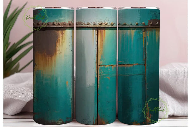 Rustic Turquoise Metal 20oz Tumbler Wrap Sublimation PixelChick 