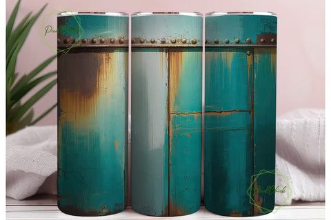 Rustic Turquoise Metal 20oz Tumbler Wrap Sublimation PixelChick 