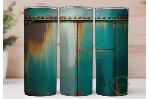 Rustic Turquoise Metal 20oz Tumbler Wrap Sublimation PixelChick 