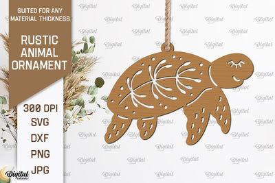 Rustic Turtle Ornament Laser Cut. Animals SVG Design SVG Evgenyia Guschina 