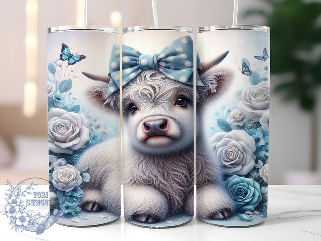 Rustic Valentine Highland Cow Tumbler, Cute Cow Love Pattern, Rustic Valentine Design, 20Oz Sublimation Wrap, Sweet Cow Art, Country Valentine Texture, Tumbler Sublimation Sublimation ToriDesigns 
