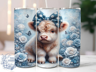Rustic Valentine Highland Cow Tumbler, Cute Cow Love Pattern, Rustic Valentine Design, 20Oz Sublimation Wrap, Sweet Cow Art, Country Valentine Texture, Tumbler Sublimation Sublimation ToriDesigns 
