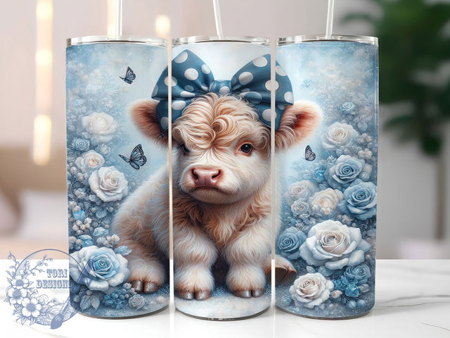 Rustic Valentine Highland Cow Tumbler, Cute Cow Love Pattern, Rustic Valentine Design, 20Oz Sublimation Wrap, Sweet Cow Art, Country Valentine Texture, Tumbler Sublimation Sublimation ToriDesigns 