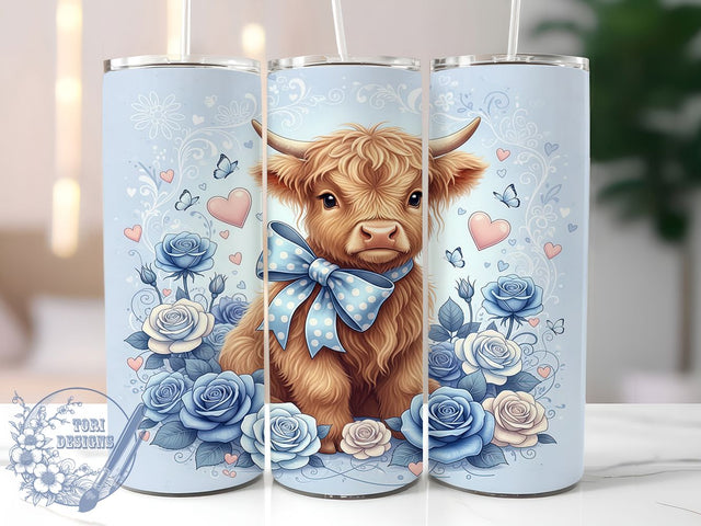 Rustic Valentine Highland Cow Tumbler, Cute Cow Love Pattern, Rustic Valentine Design, 20Oz Sublimation Wrap, Sweet Cow Art, Country Valentine Texture, Tumbler Sublimation Sublimation ToriDesigns 