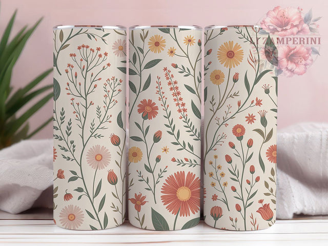 Rustic Vintage Boho Floral Tumbler, Seamless Flower Tumbler, Rustic Boho Wrap, Elegant Floral Wrap, Vintage Flower Wrap, Sublimation Design, Trendy Gift Idea Sublimation Li Zamperini 