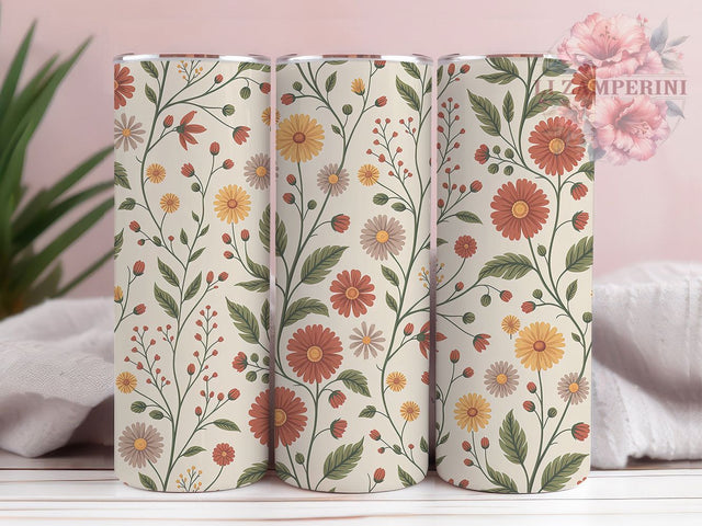 Rustic Vintage Boho Floral Tumbler, Seamless Flower Tumbler, Rustic Boho Wrap, Elegant Floral Wrap, Vintage Flower Wrap, Sublimation Design, Trendy Gift Idea Sublimation Li Zamperini 