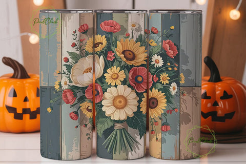 Rustic Vintage Floral 20oz Tumbler Wrap Sublimation PixelChick 