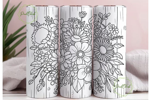 Rustic Vintage Floral 20oz Tumbler Wrap Sublimation PixelChick 
