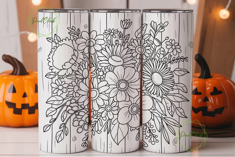 Rustic Vintage Floral 20oz Tumbler Wrap Sublimation PixelChick 