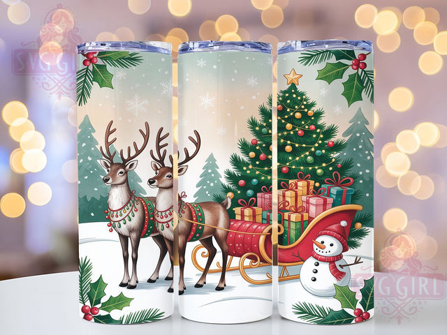 Rustic Vintage Reindeer Tumbler, Vintage Christmas, Holiday Wrap, Festive Tumbler, Seasonal Pattern, 20oz Tumbler, Sublimation Print Sublimation SvggirlplusArt 