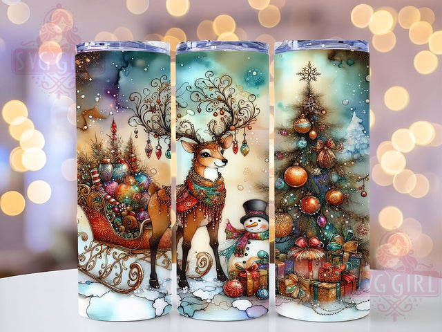 Rustic Vintage Reindeer Tumbler, Vintage Christmas, Holiday Wrap, Festive Tumbler, Seasonal Pattern, 20oz Tumbler, Sublimation Print Sublimation SvggirlplusArt 