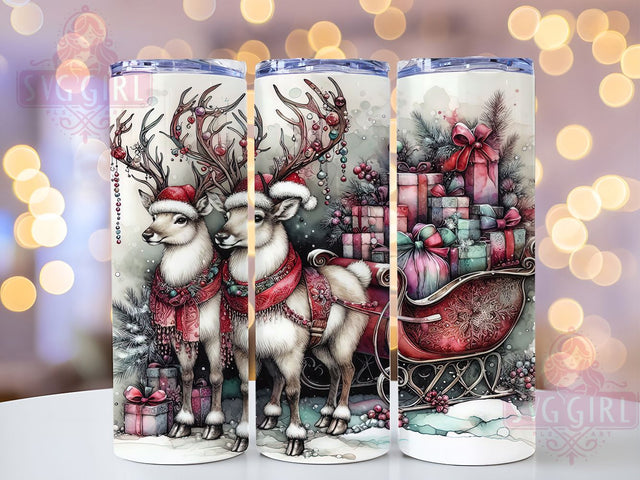 Rustic Vintage Reindeer Tumbler, Vintage Christmas, Holiday Wrap, Festive Tumbler, Seasonal Pattern, 20oz Tumbler, Sublimation Print Sublimation SvggirlplusArt 