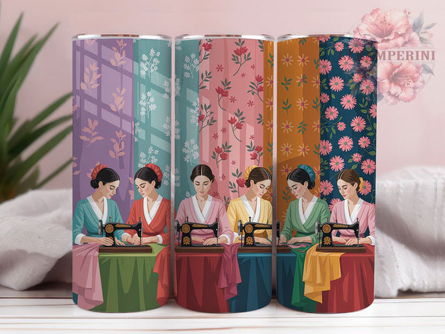 Rustic Vintage Sewing Tumbler, Vintage Style, Cottagecore Theme, Sewing Ladies, Quilting Design, 20Oz Tumbler, Sublimation Wrap Sublimation Li Zamperini 
