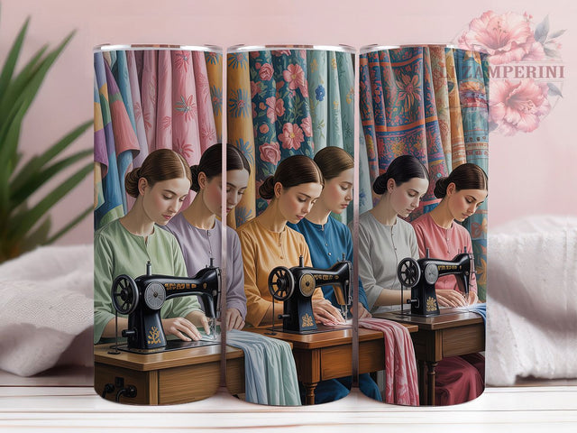 Rustic Vintage Sewing Tumbler, Vintage Style, Cottagecore Theme, Sewing Ladies, Quilting Design, 20Oz Tumbler, Sublimation Wrap Sublimation Li Zamperini 